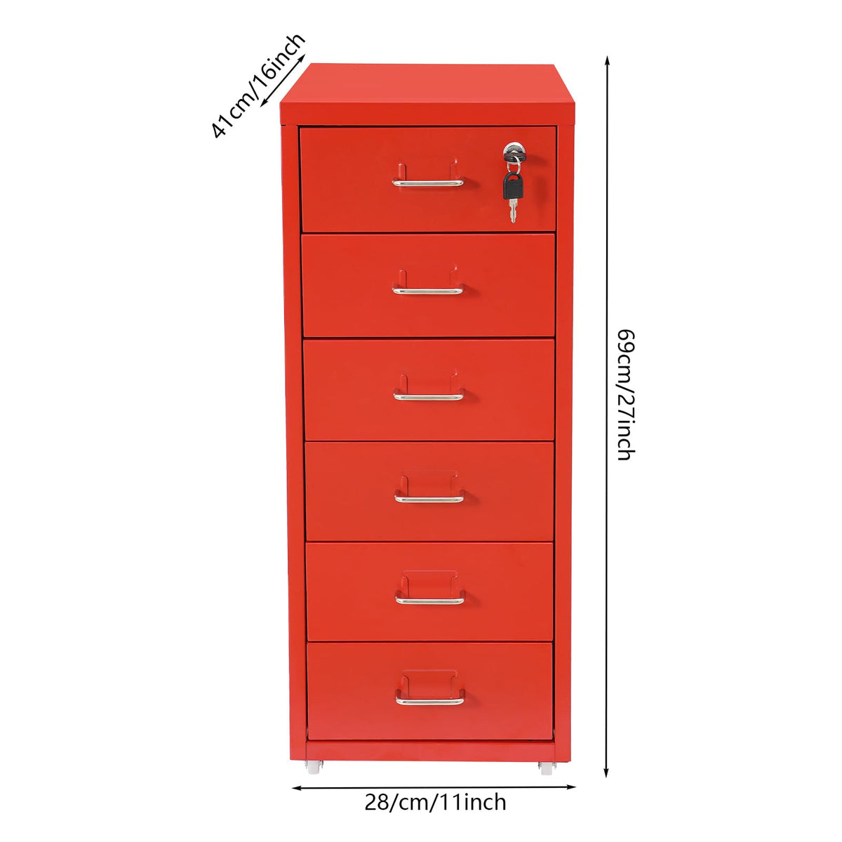 6 Drawer Metal Rolling File Cabinet with Lock Q289605