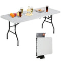 6 ft Folding Table Portable Heavy Duty Adjustable Height White Q248