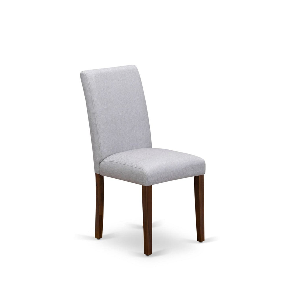 9 Piece Walnut Dining Table Set with 8 Grey Linen Chairs C89883