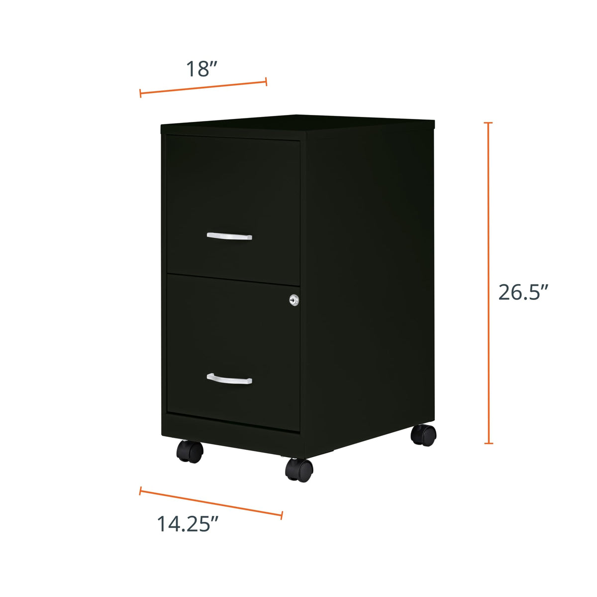 2-Drawer Mobile File Cabinet, Black D607