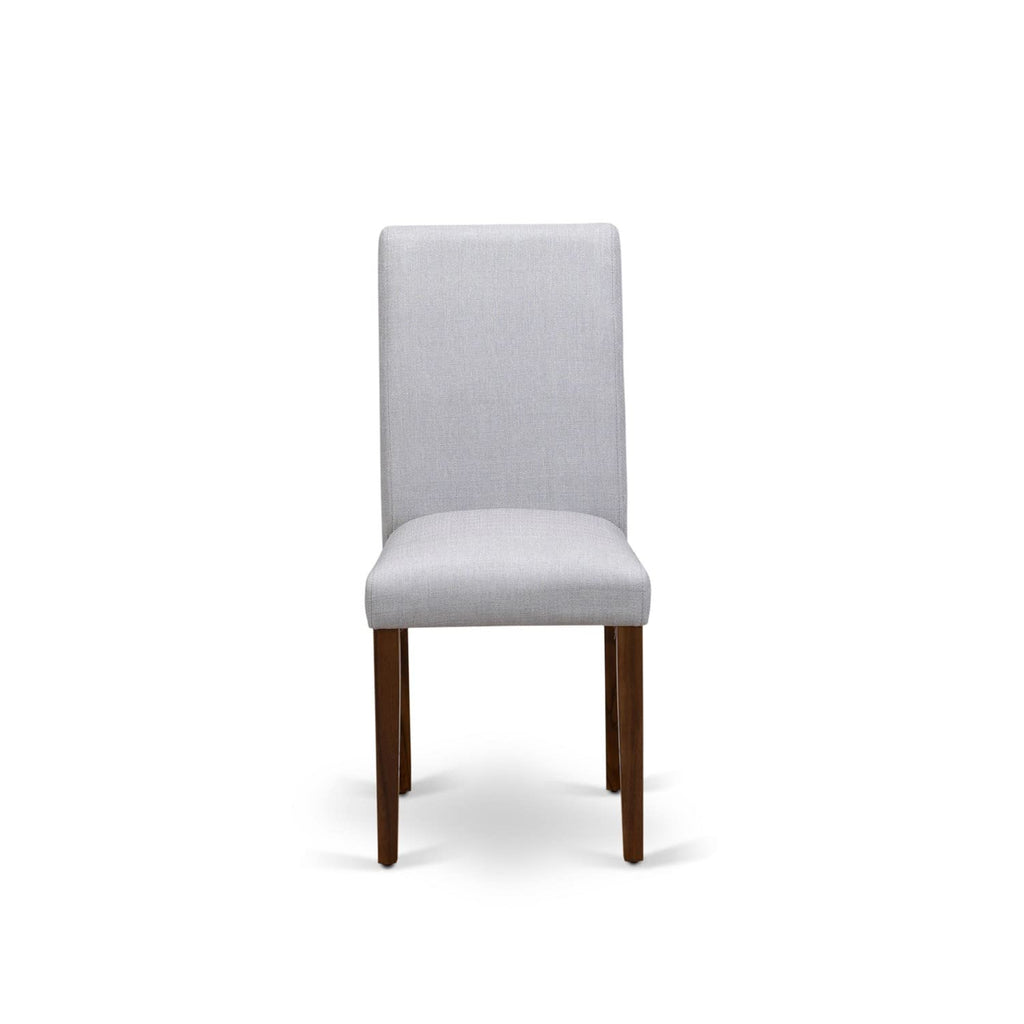 9 Piece Walnut Dining Table Set with 8 Grey Linen Chairs C89883