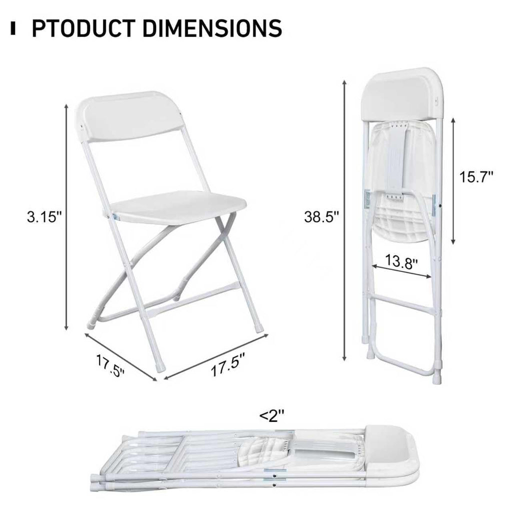10 Pack White Folding Chairs 350LBS Capacity Steel D7929