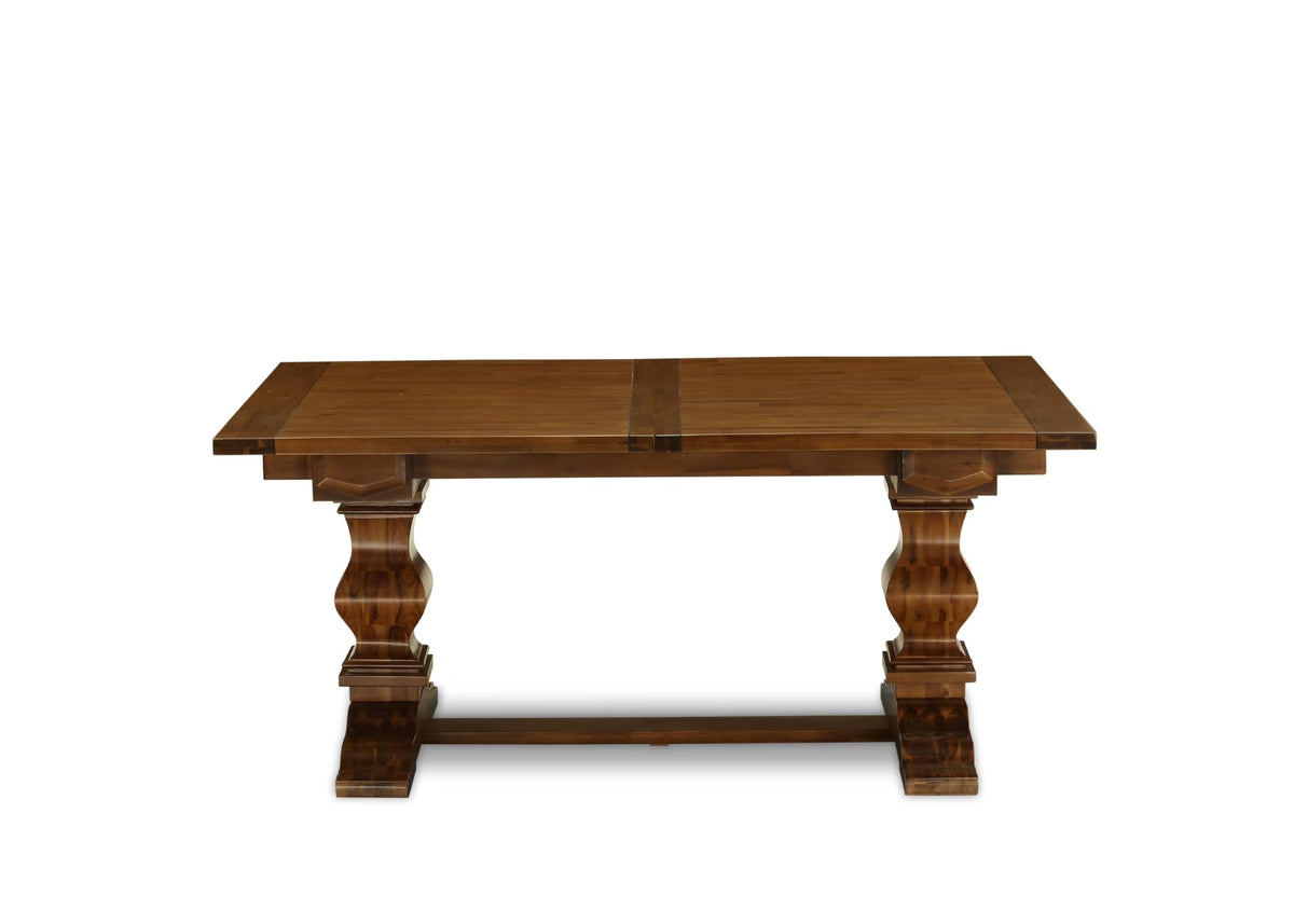 9 Piece Walnut Dining Table Set with 8 Grey Linen Chairs C89883