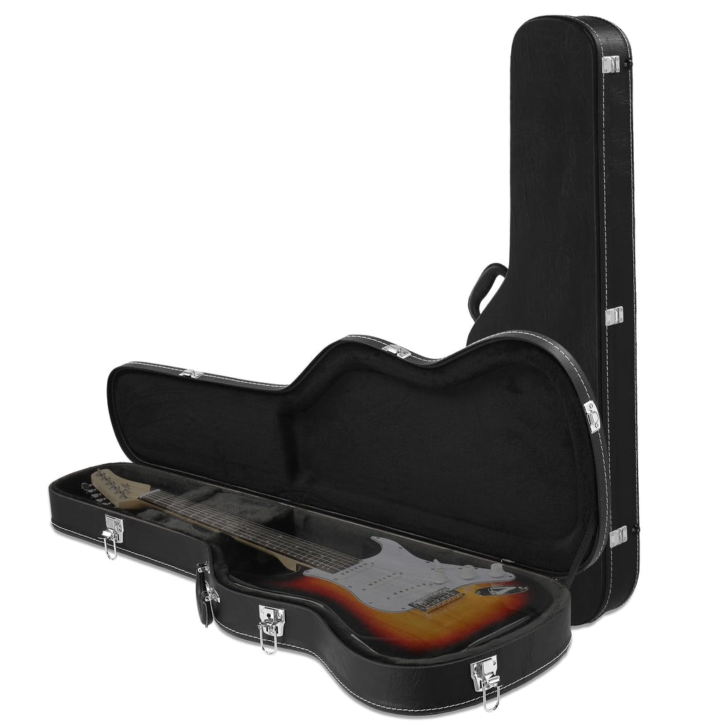 39 Inch Wooden Electric Guitar Hard Case with Soft Lining, Black B217