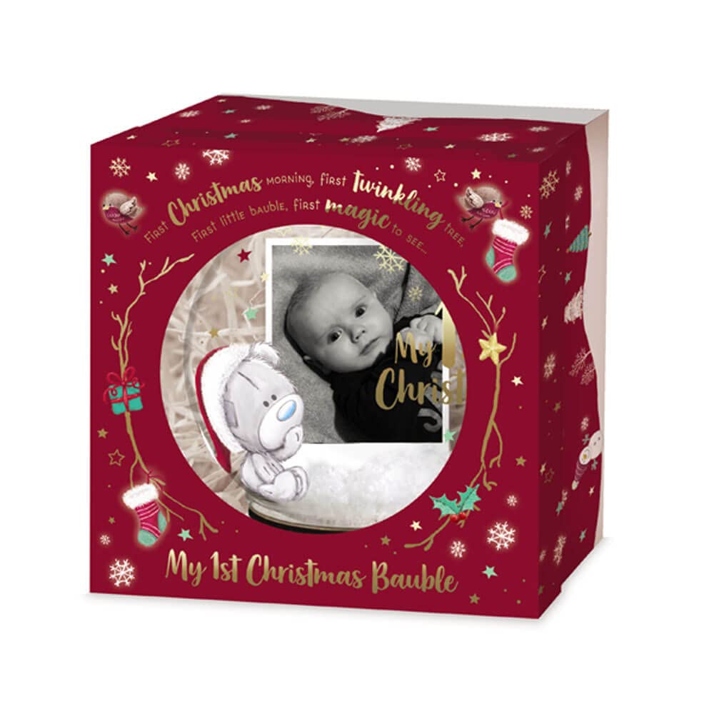 Glass Christmas Baby Tree Bauble with Photo O623220