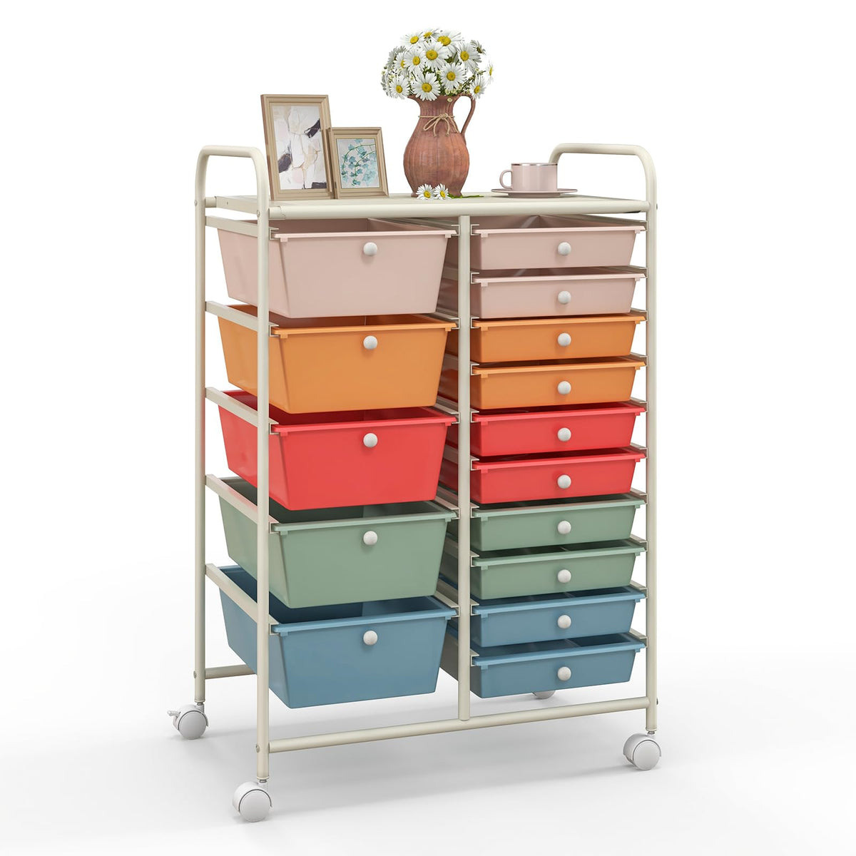 15 Drawer Rolling Storage Cart with Wheels C145