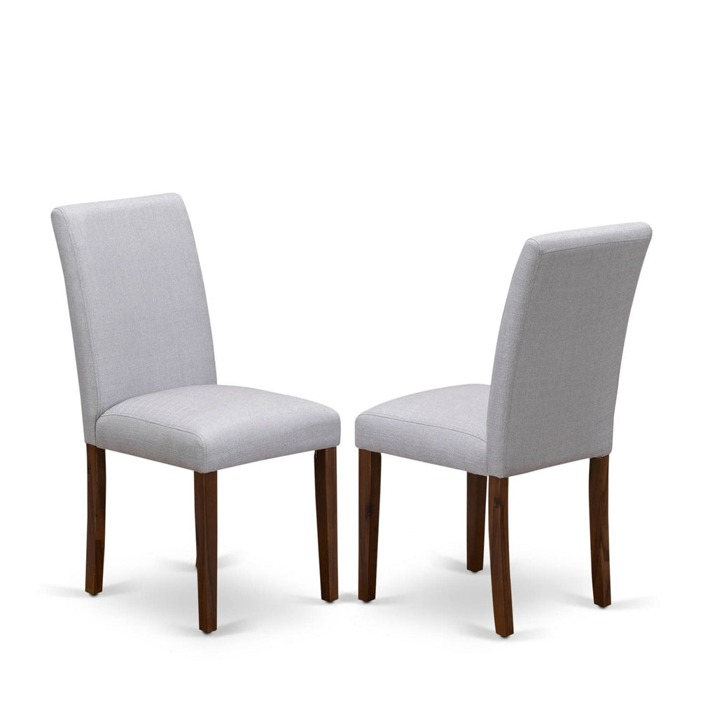9 Piece Walnut Dining Table Set with 8 Grey Linen Chairs C89883