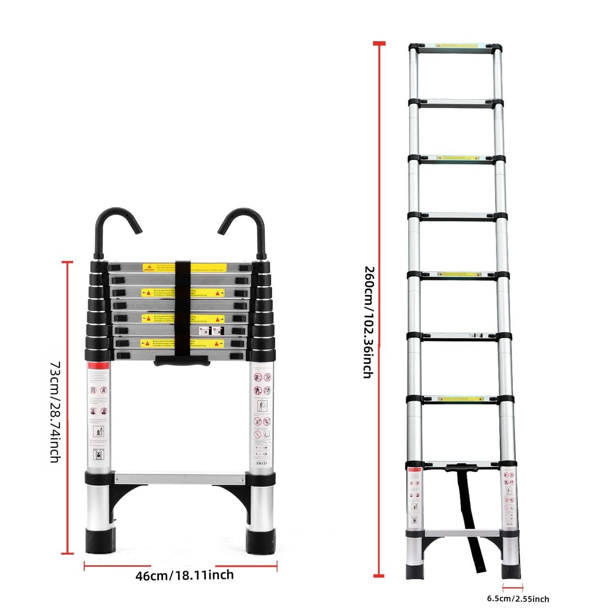 8.5 FT Aluminum Telescoping Ladder 330lbs C732784