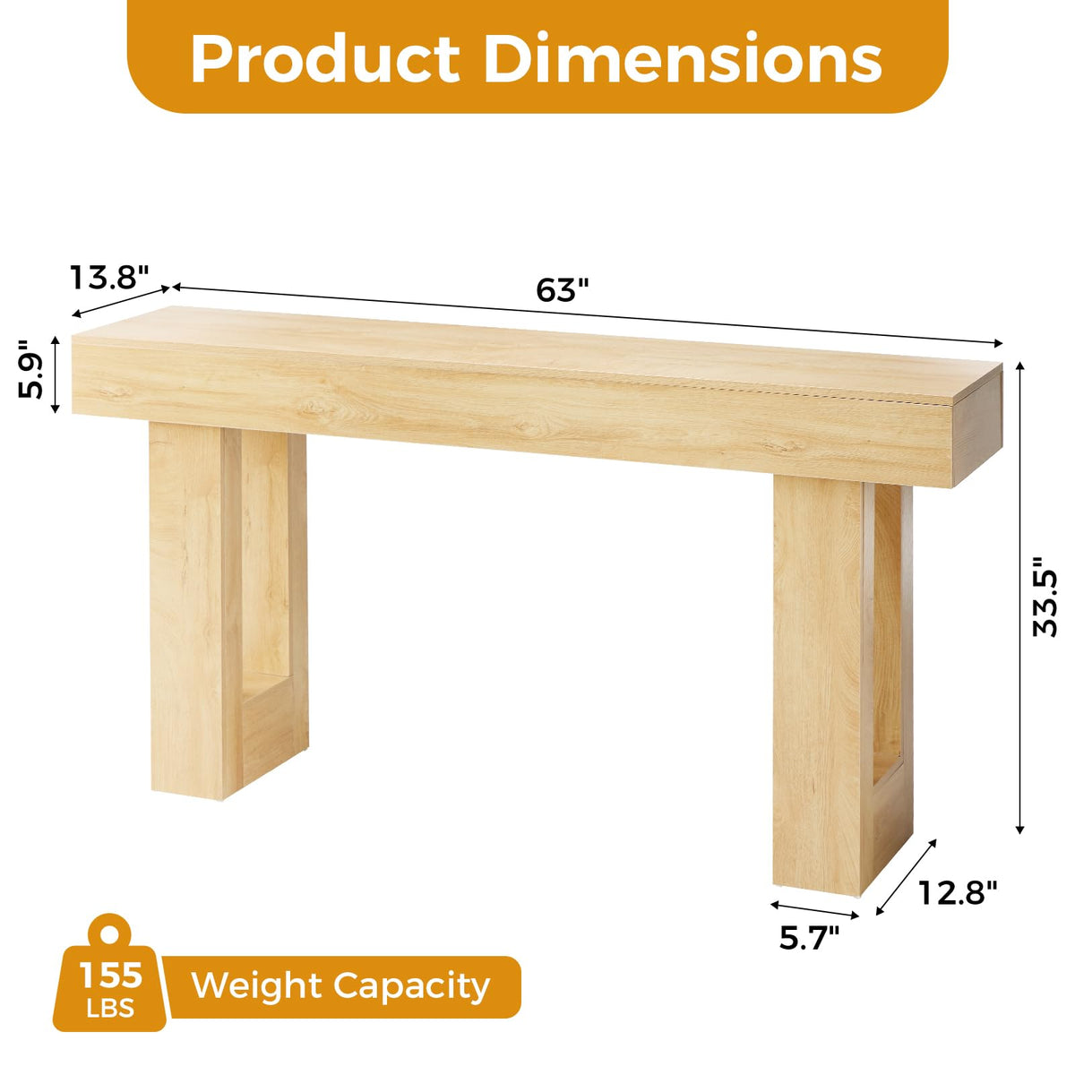63" Narrow Console Table W982