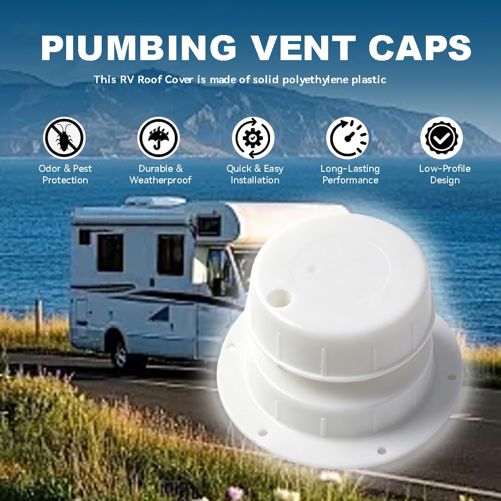 RV Plumbing Vent Caps Replacement Plastic Roof Cover 1 to 2 3/8 Inch Pipe O429