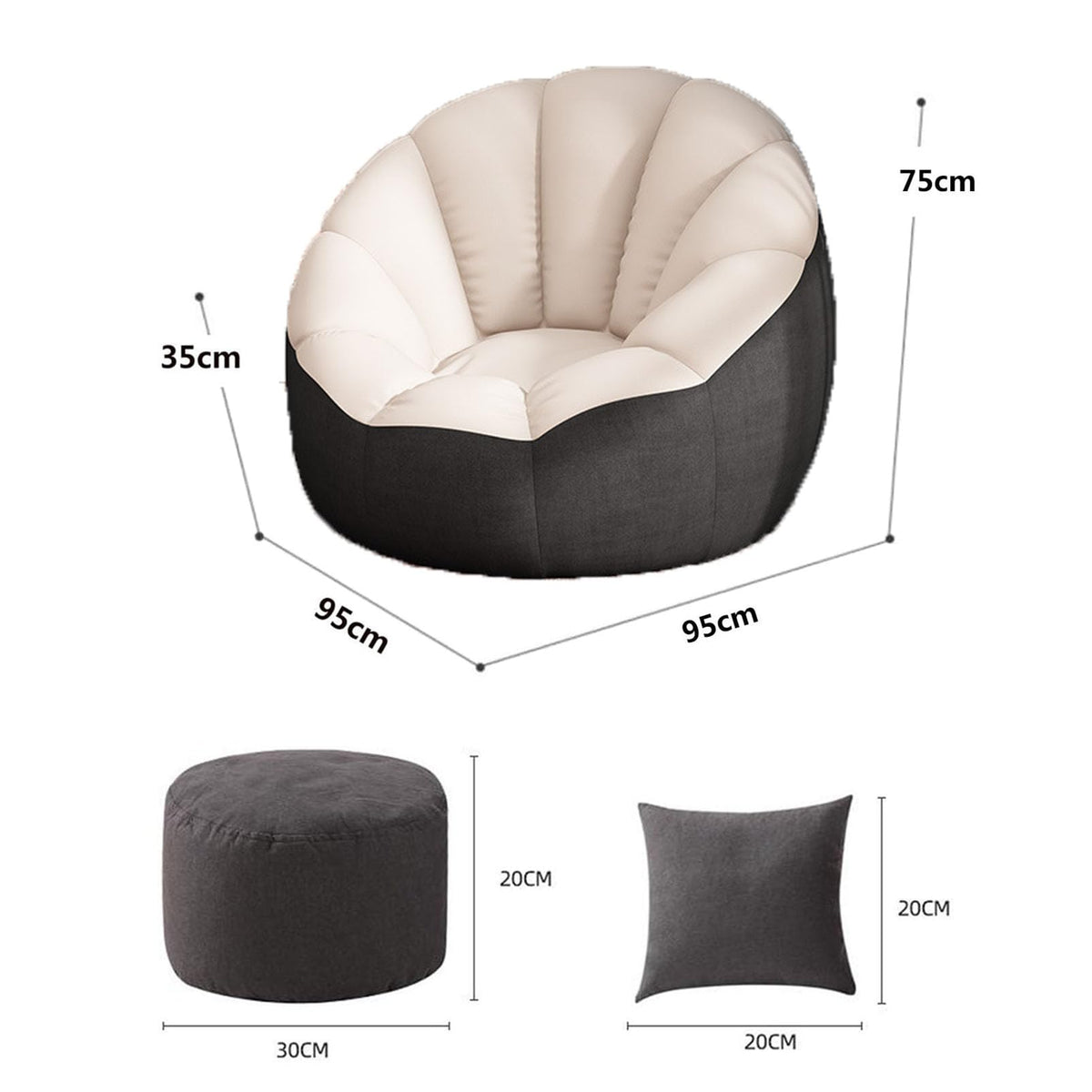 Soft Cotton Hemp Bean Bag Chair Cover White Gray Yellow F8704