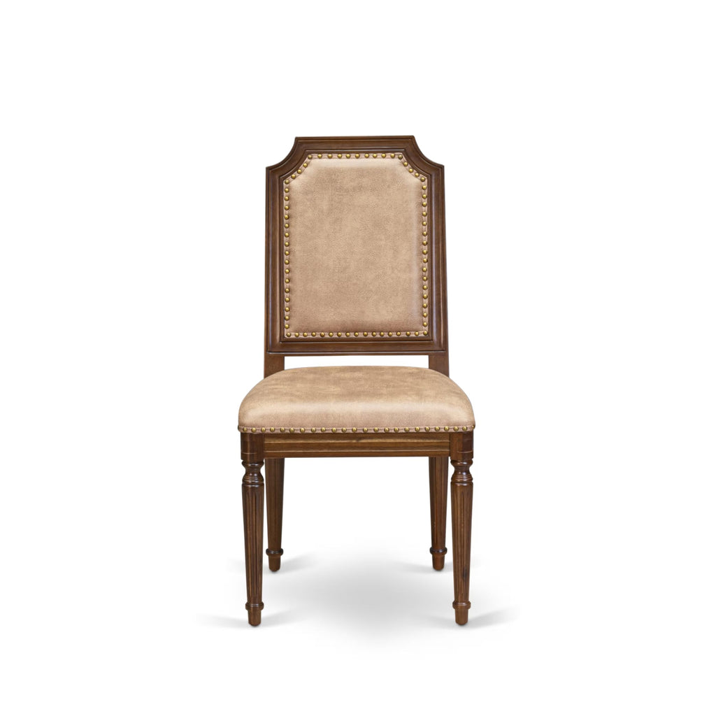 9 Piece Dining Table Set with 8 Beige Polyester Fabric Chairs S63402