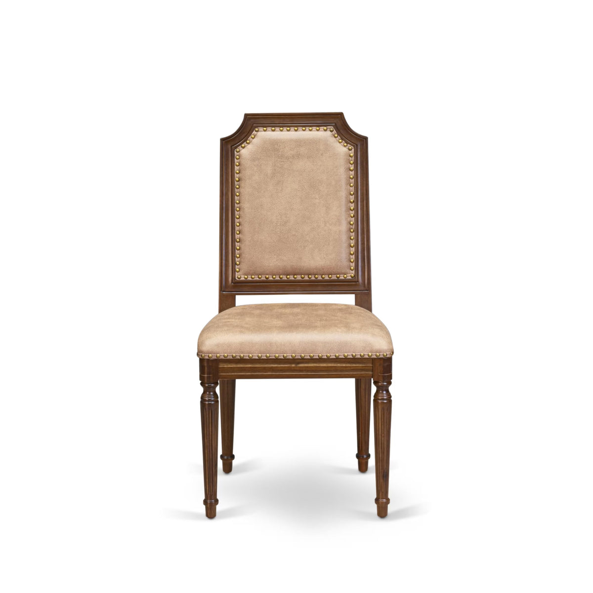 9 Piece Dining Table Set with 8 Beige Polyester Fabric Chairs S63402