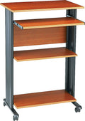 Mobile Stand-Up Desk with Keyboard Tray and 2 Adjustable Shelves P2715