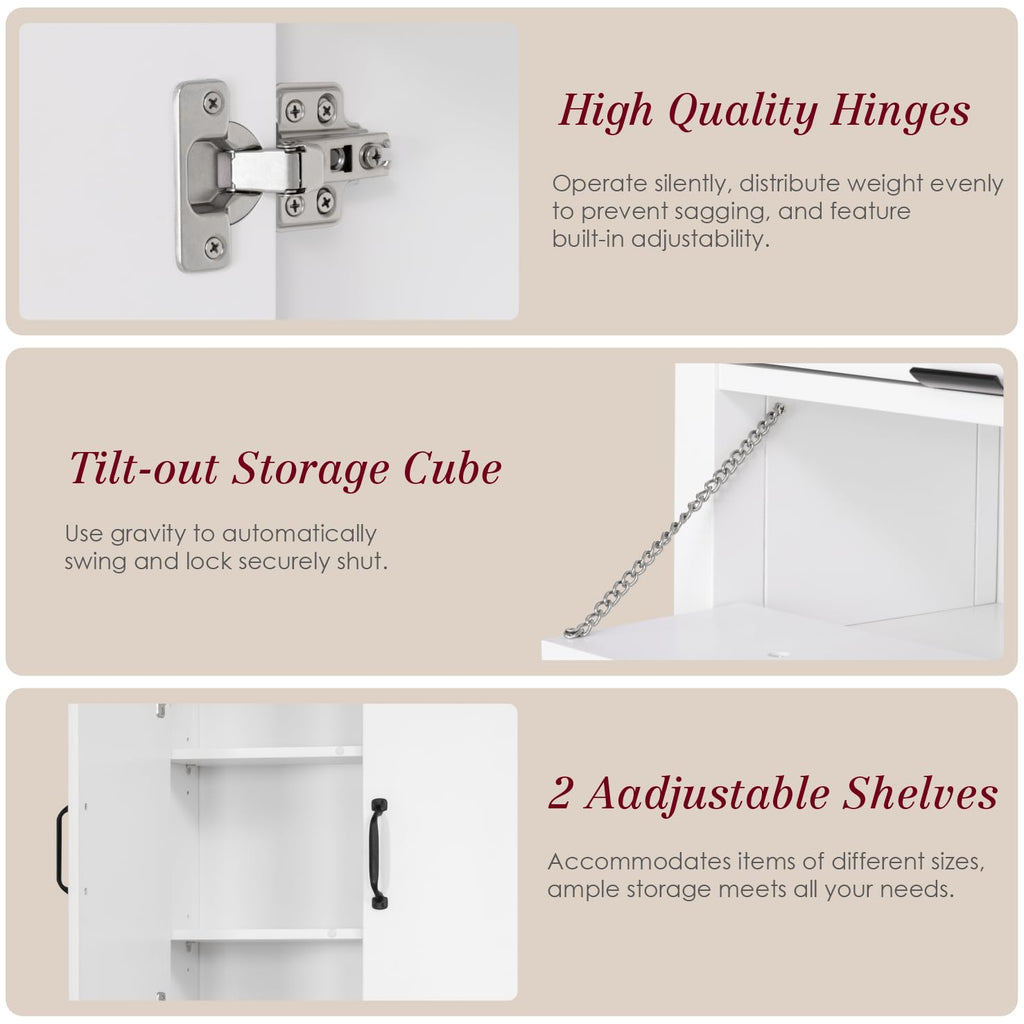 White Over the Toilet Storage Cabinet with Doors O1664