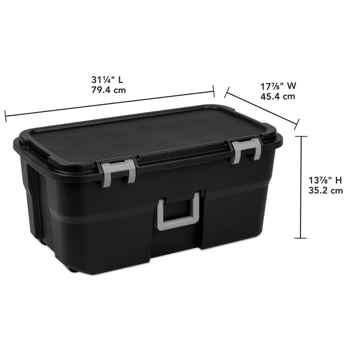 22 Gallon Black Wheeled Plastic Storage Trunk Q38083