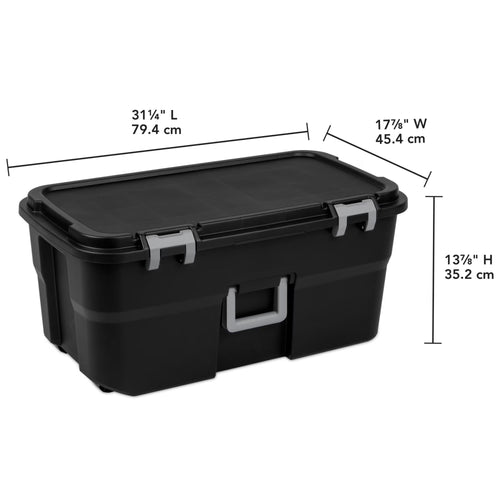 22 Gallon Black Wheeled Plastic Storage Trunk Q38083