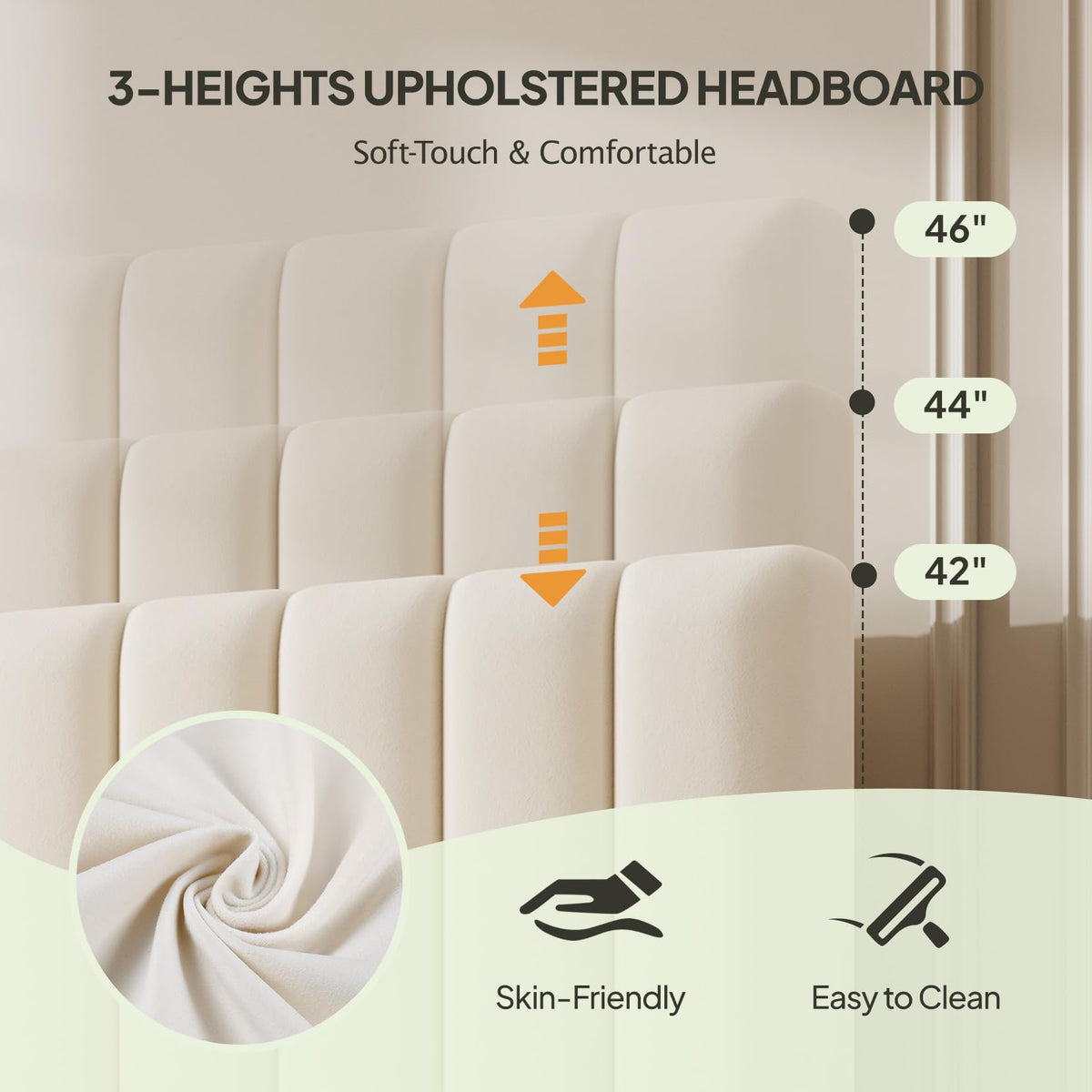 White Full Size Upholstered Bed Frame with Headboard & 4 Drawers P181536