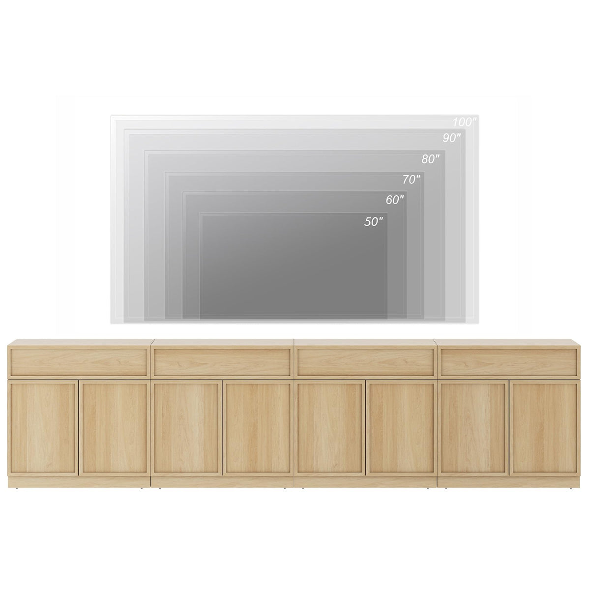 Oak TV Stand with 8 Doors and Drawers J4462