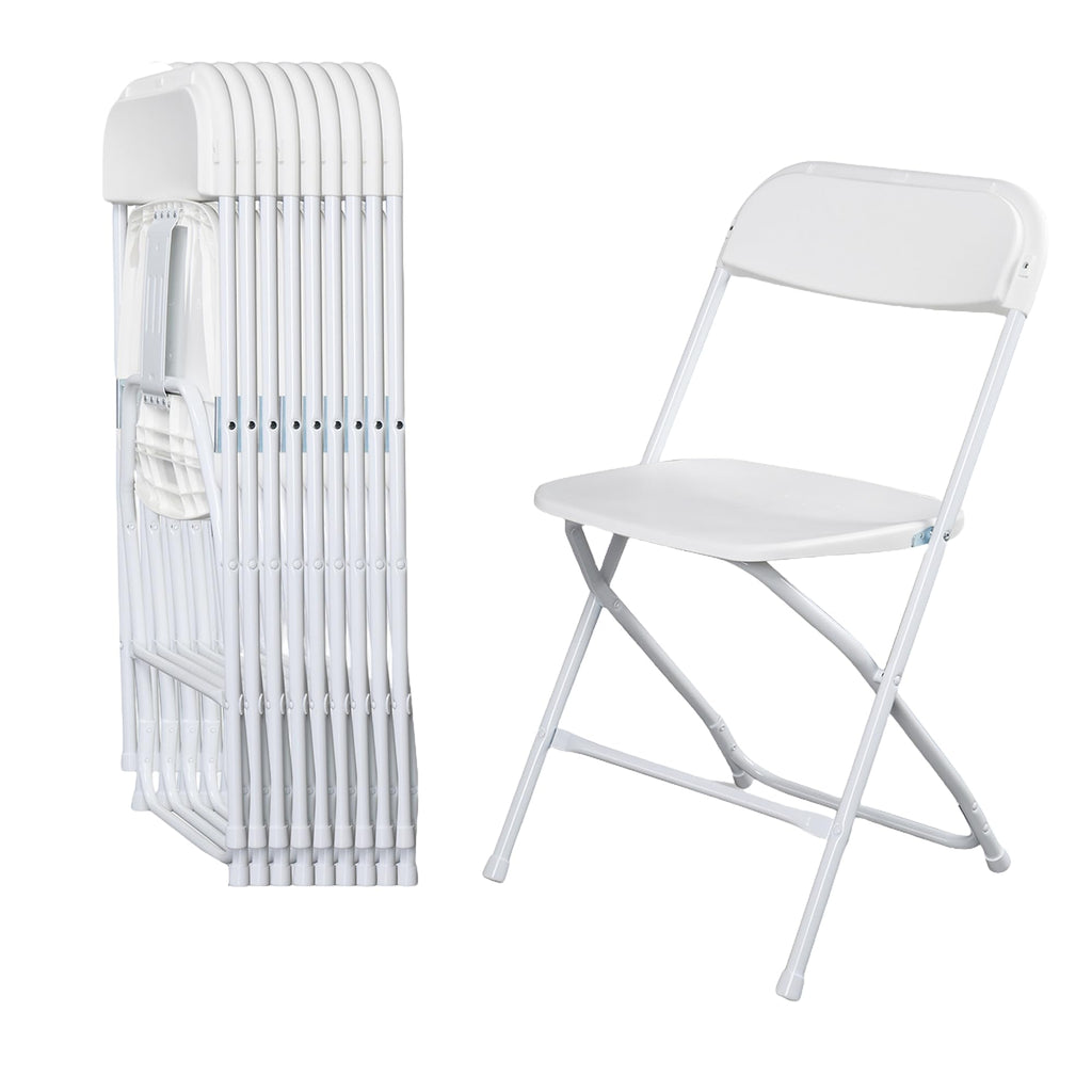 10 Pack White Folding Chairs 350LBS Capacity Steel D7929