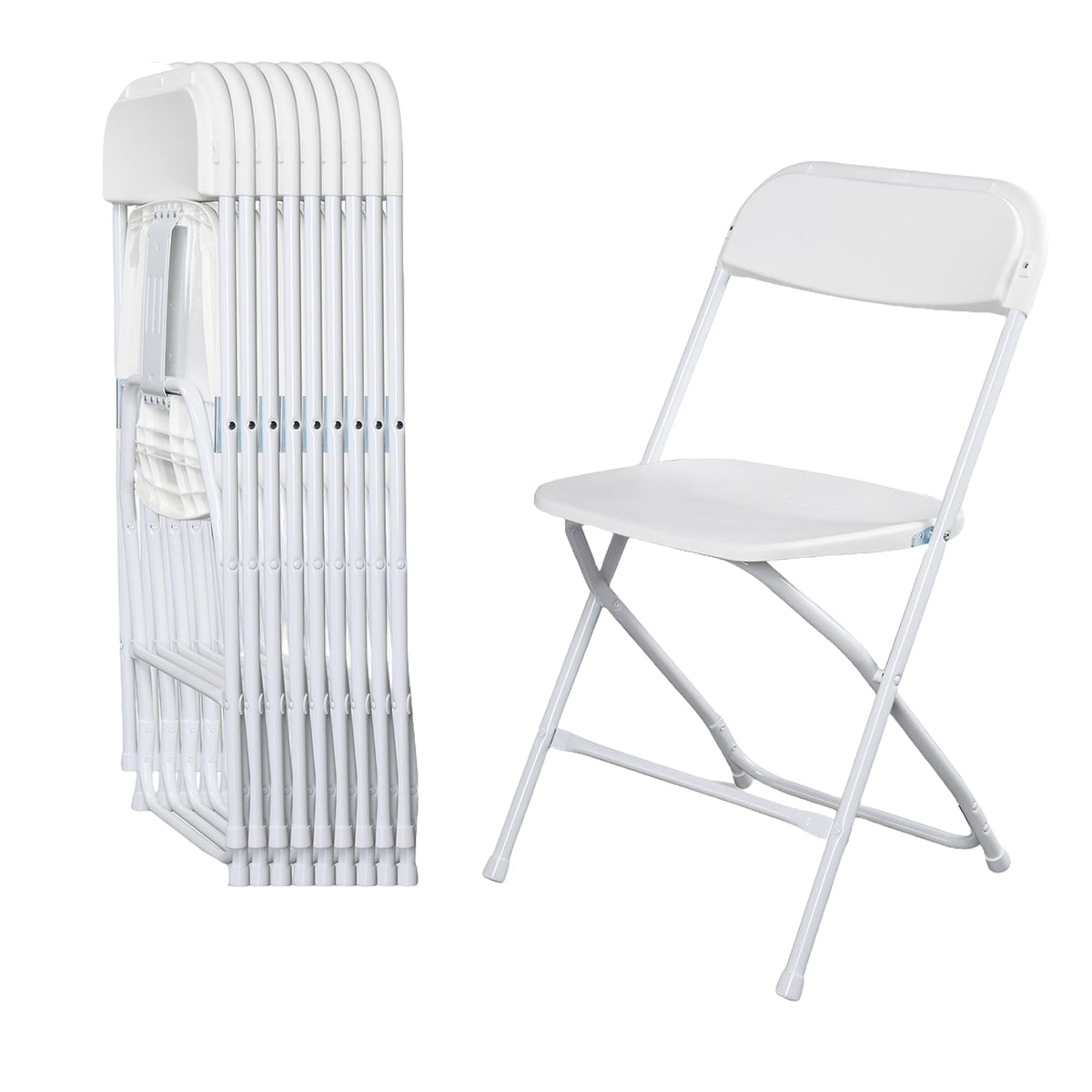 10 Pack White Folding Chairs 350LBS Capacity Steel D7929
