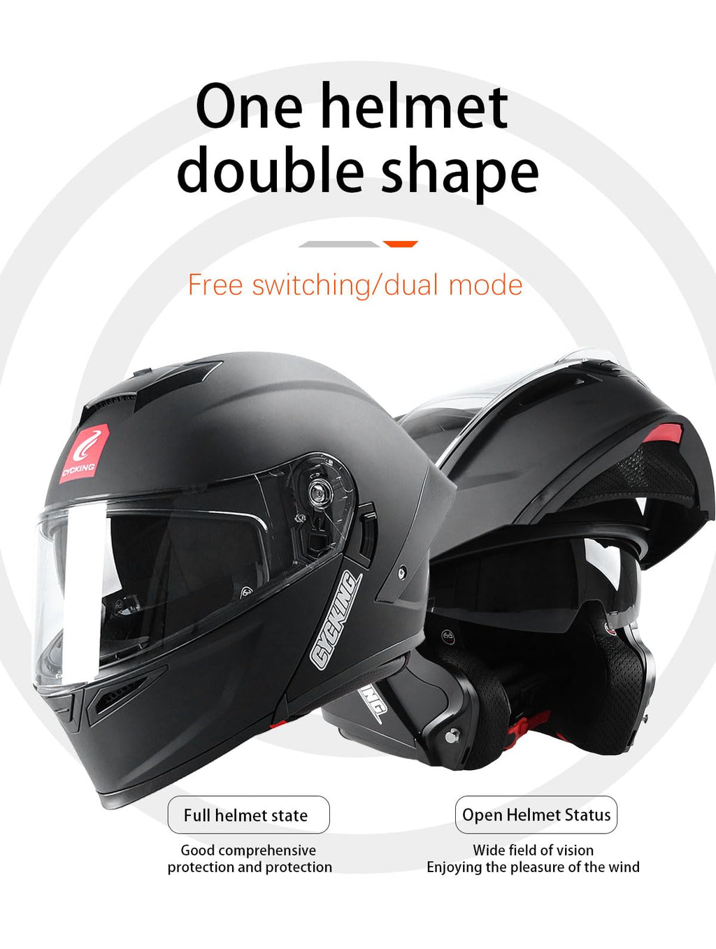 Modular Flip Up Full Face Motorcycle Helmet with Dual Visor T764