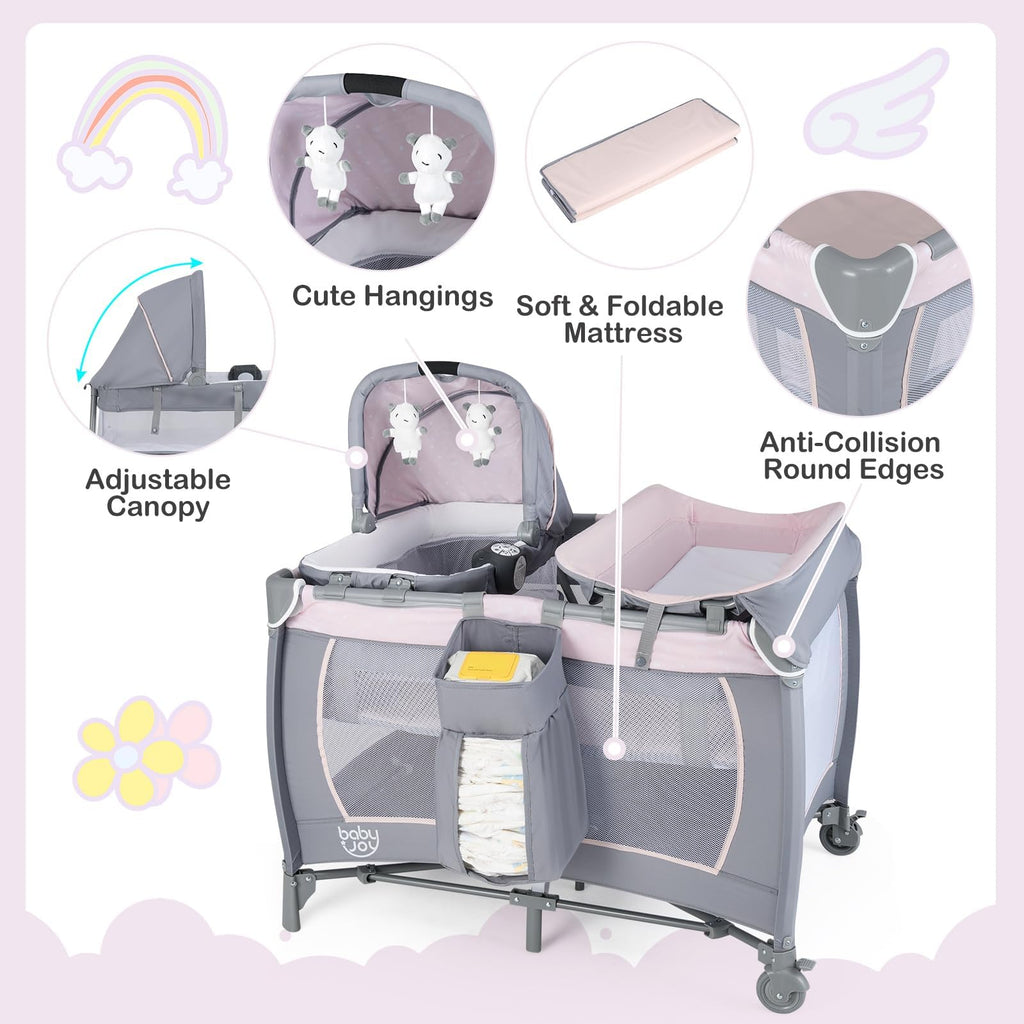 5 in 1 Pack and Play with Bassinet and Diaper Changing Table I5658
