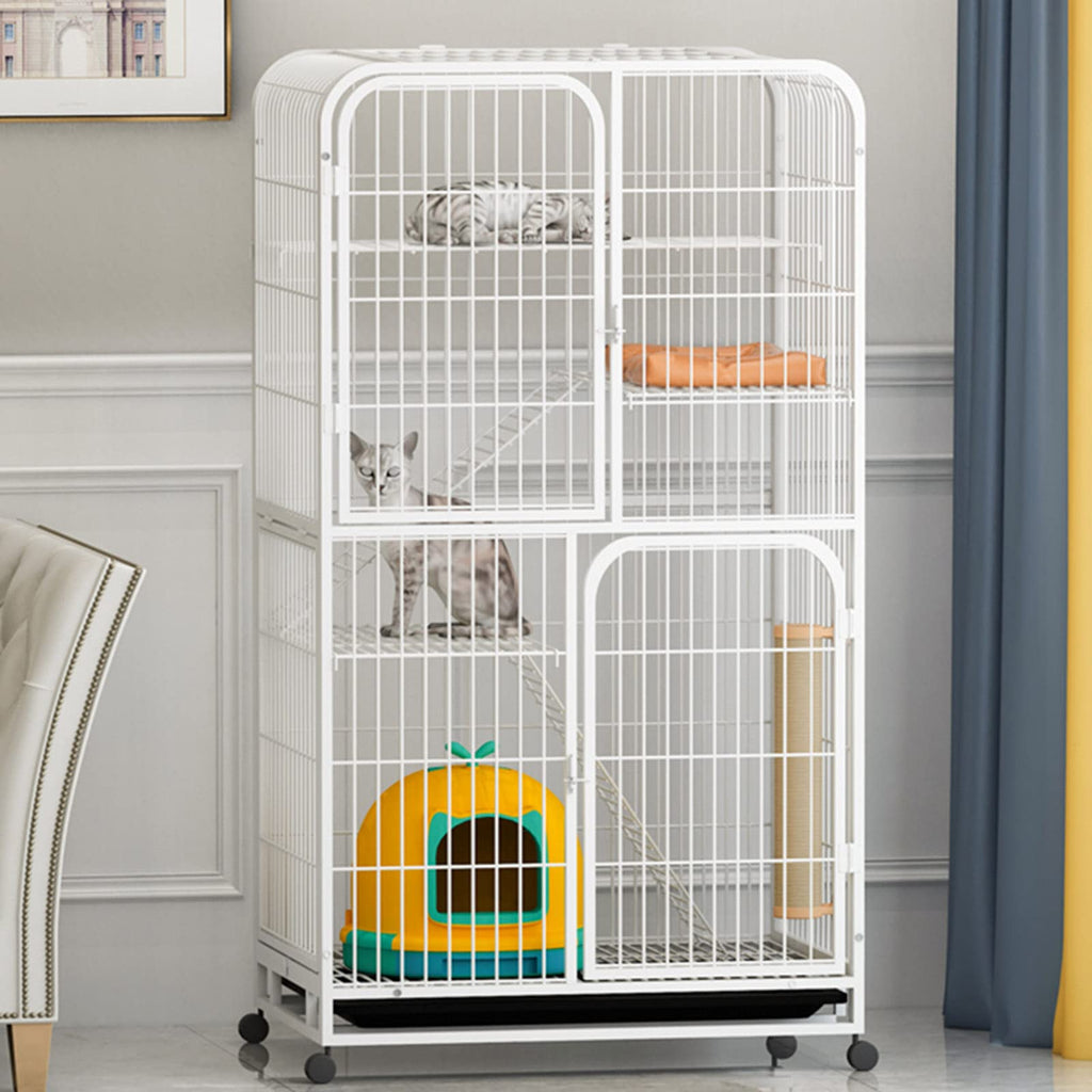 3-Tier Metal Wire Cat Cage with Hammock and Casters H750074
