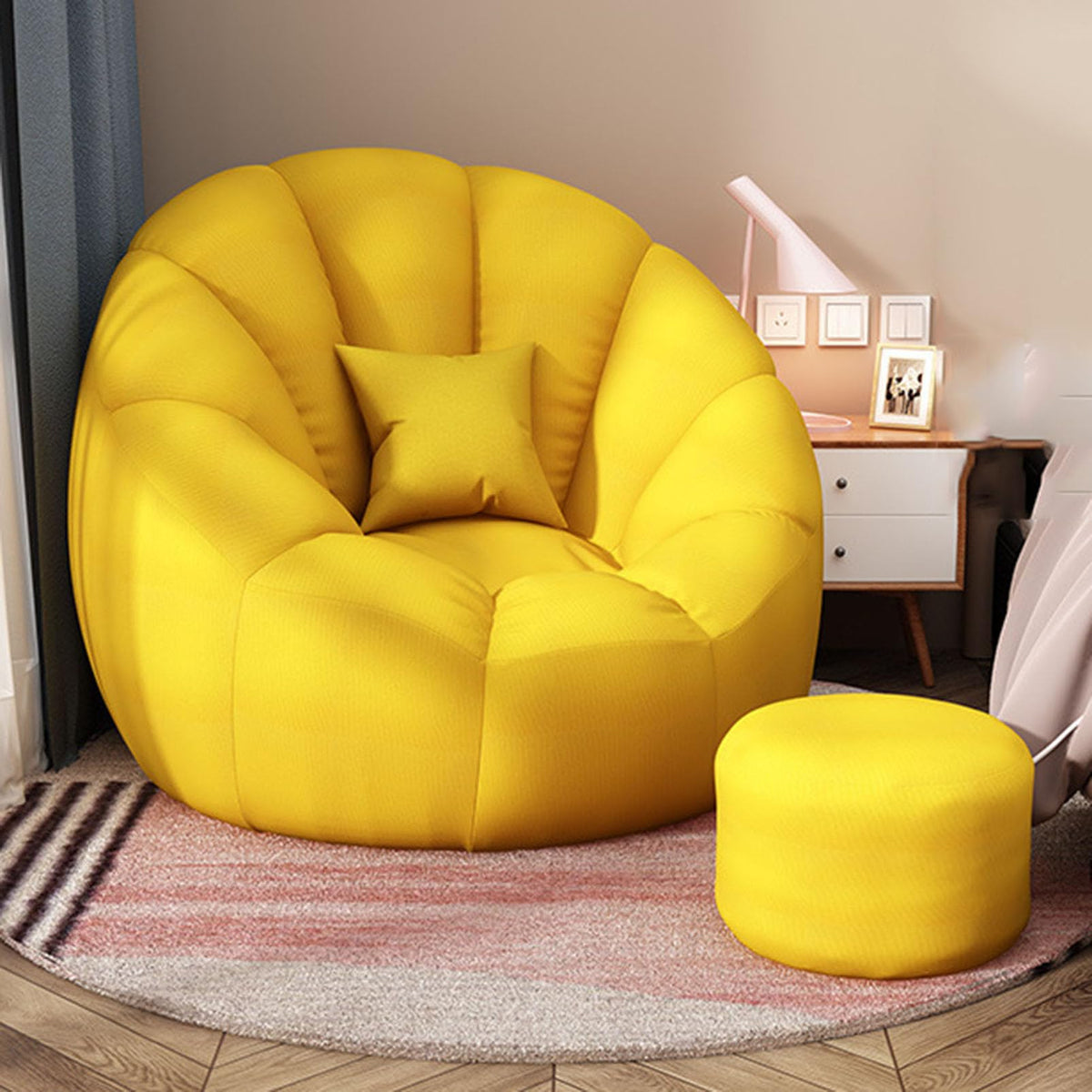 Soft Cotton Hemp Bean Bag Chair Cover White Gray Yellow F8704
