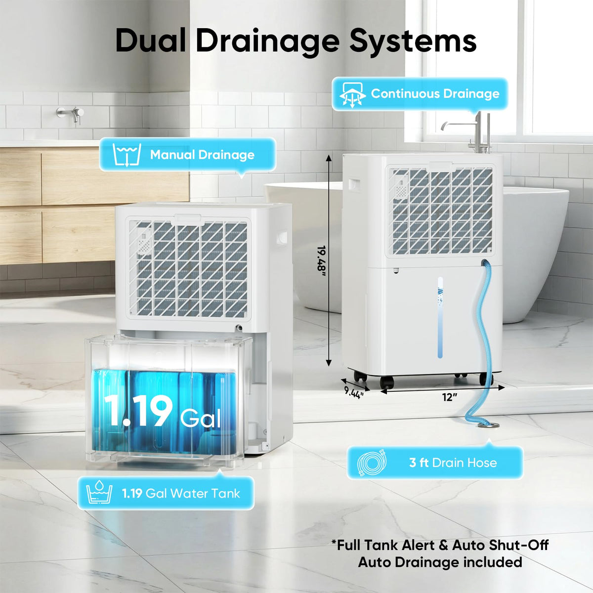 52-Pint 4,500 Sq Ft Dehumidifier with Drain Hose G44878