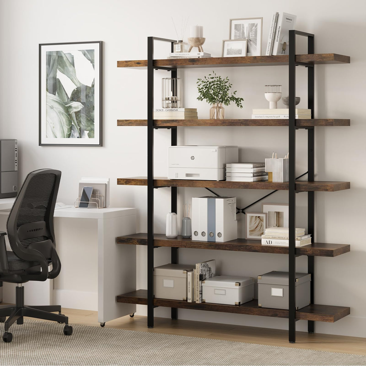 5 Tier Rustic Open Bookshelf L70691