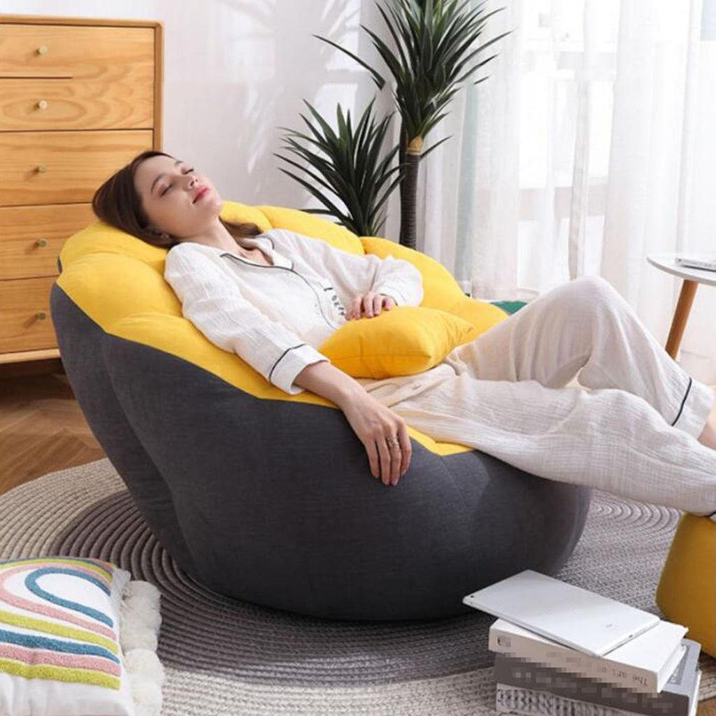 Soft Cotton Hemp Bean Bag Chair Cover White Gray Yellow F8704
