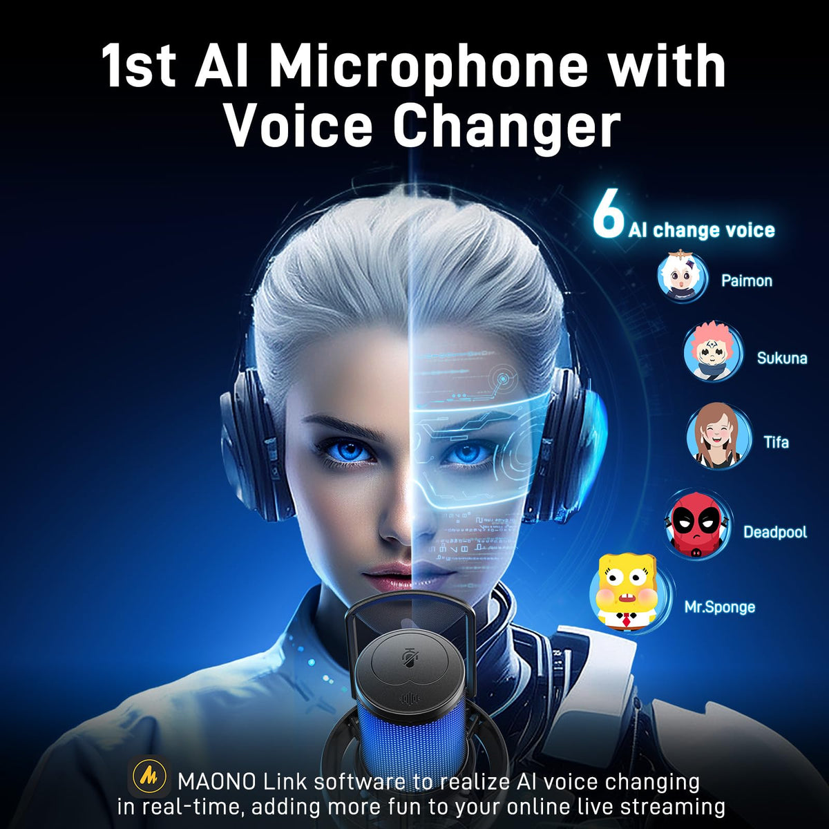 Wireless RGB Condenser Microphone with Boom Arm O4585
