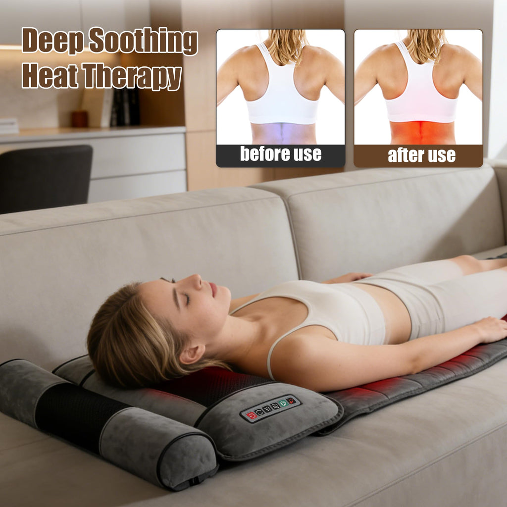 Full Body Massage Mat with Heat, 10 Vibrating Nodes, 9 Modes, 3 Heating Levels, Detachable Neck Foot Massager U34926