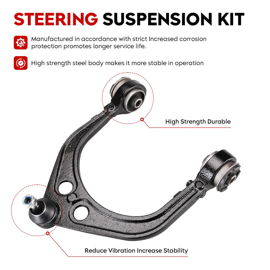 Upper and Lower Control Arms Suspension Kit with Ball Joints Tie Rod End 14pcs U98707