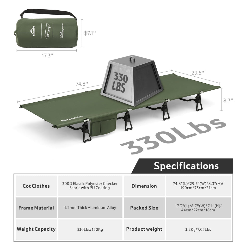 Extra Wide Folding Lightweight Camping Cot Bed R7464