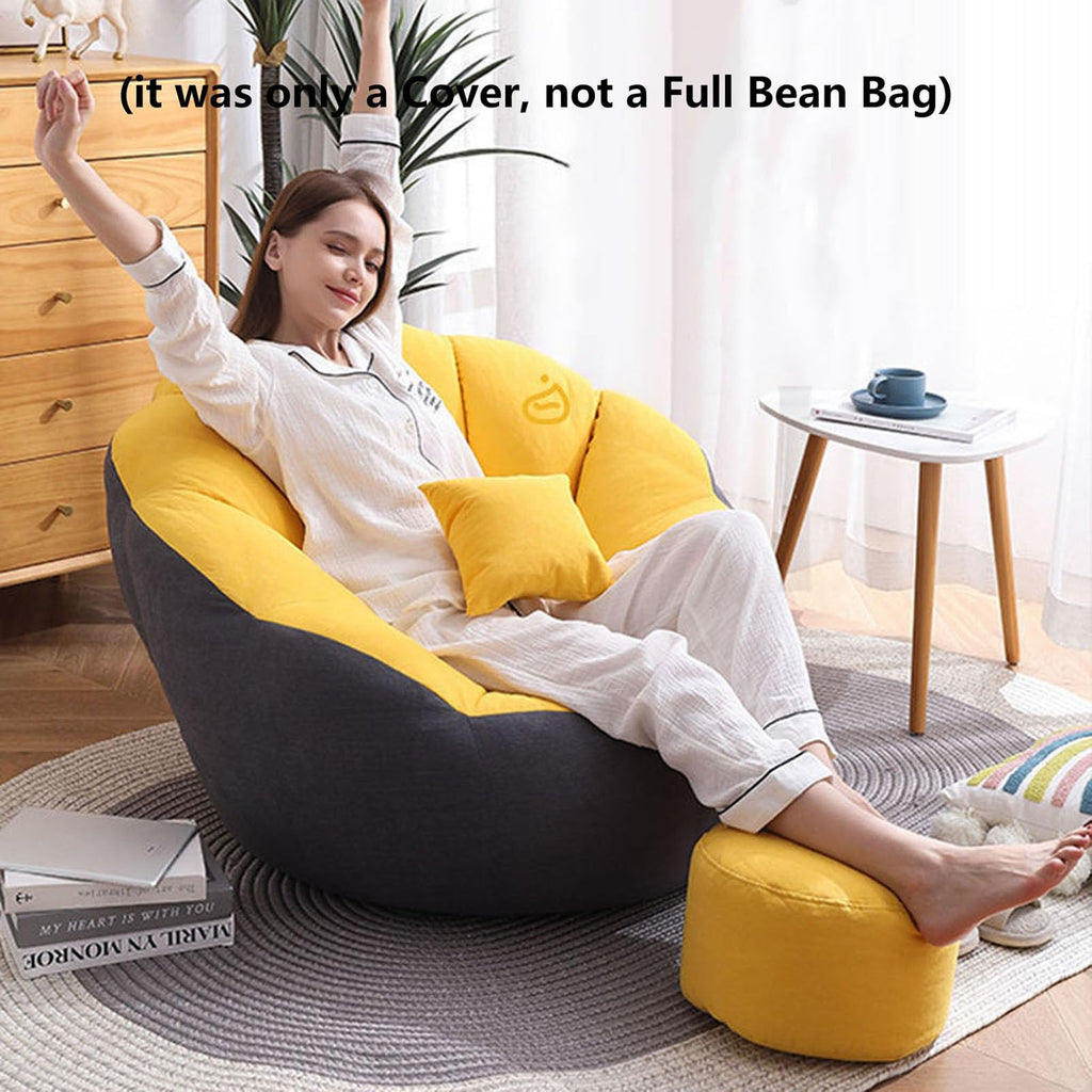 Soft Cotton Hemp Bean Bag Chair Cover White Gray Yellow F8704