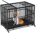 48 inch Metal Dog Crate with Wheels and Tray U718254