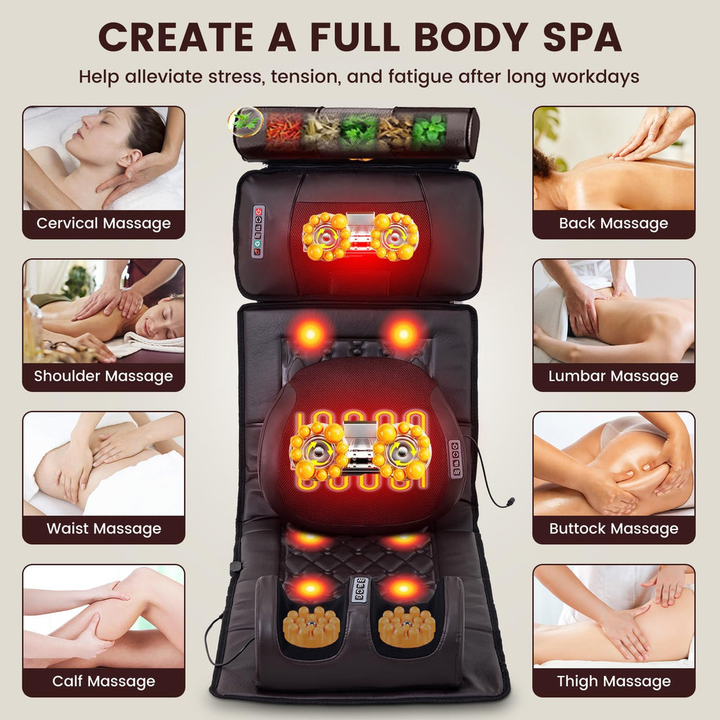 Full Body Massage Mat with 10 Vibration Heads, 9 Speeds & 3 Heat Levels V472