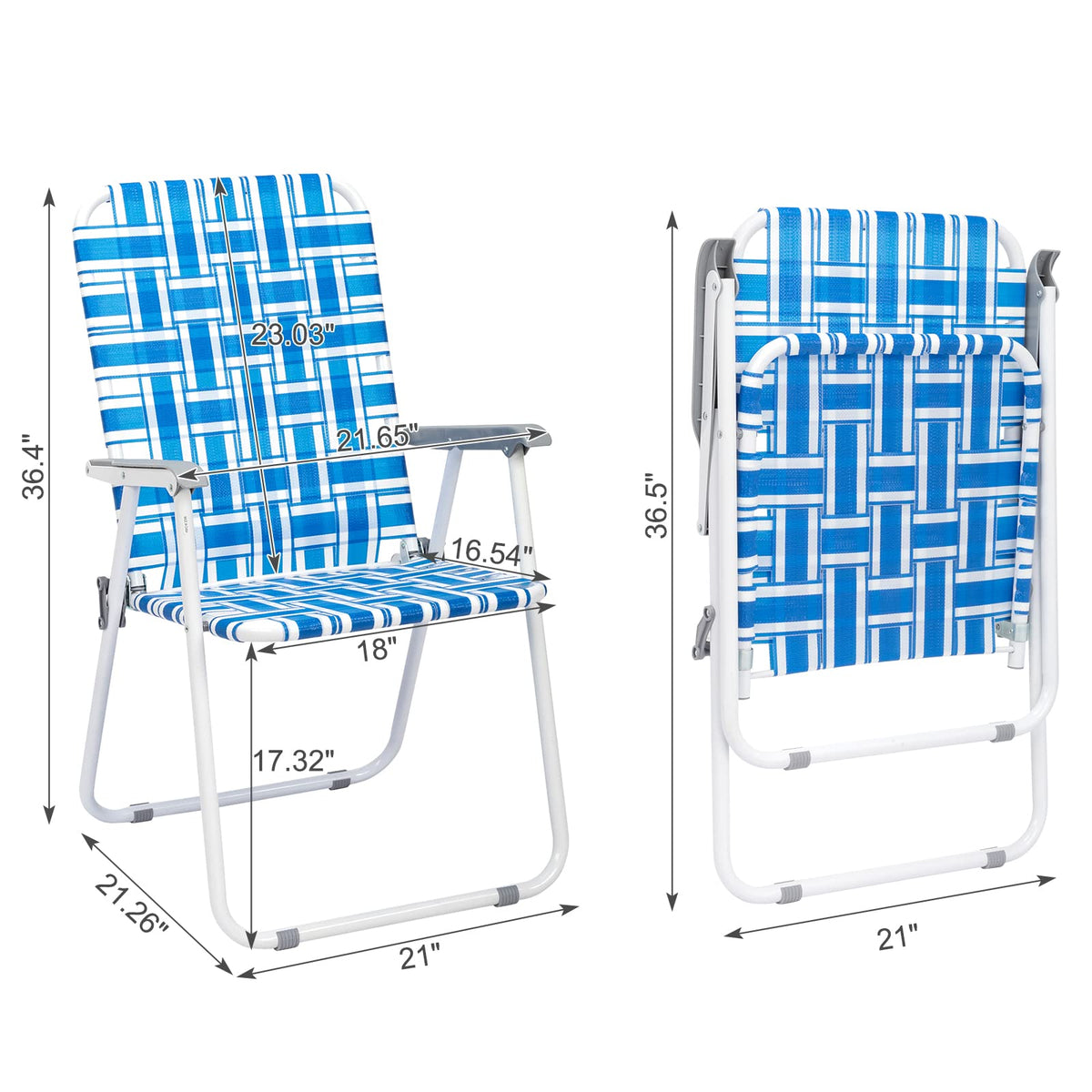 Set of 2 Blue Webbed Folding Camping Chairs M413