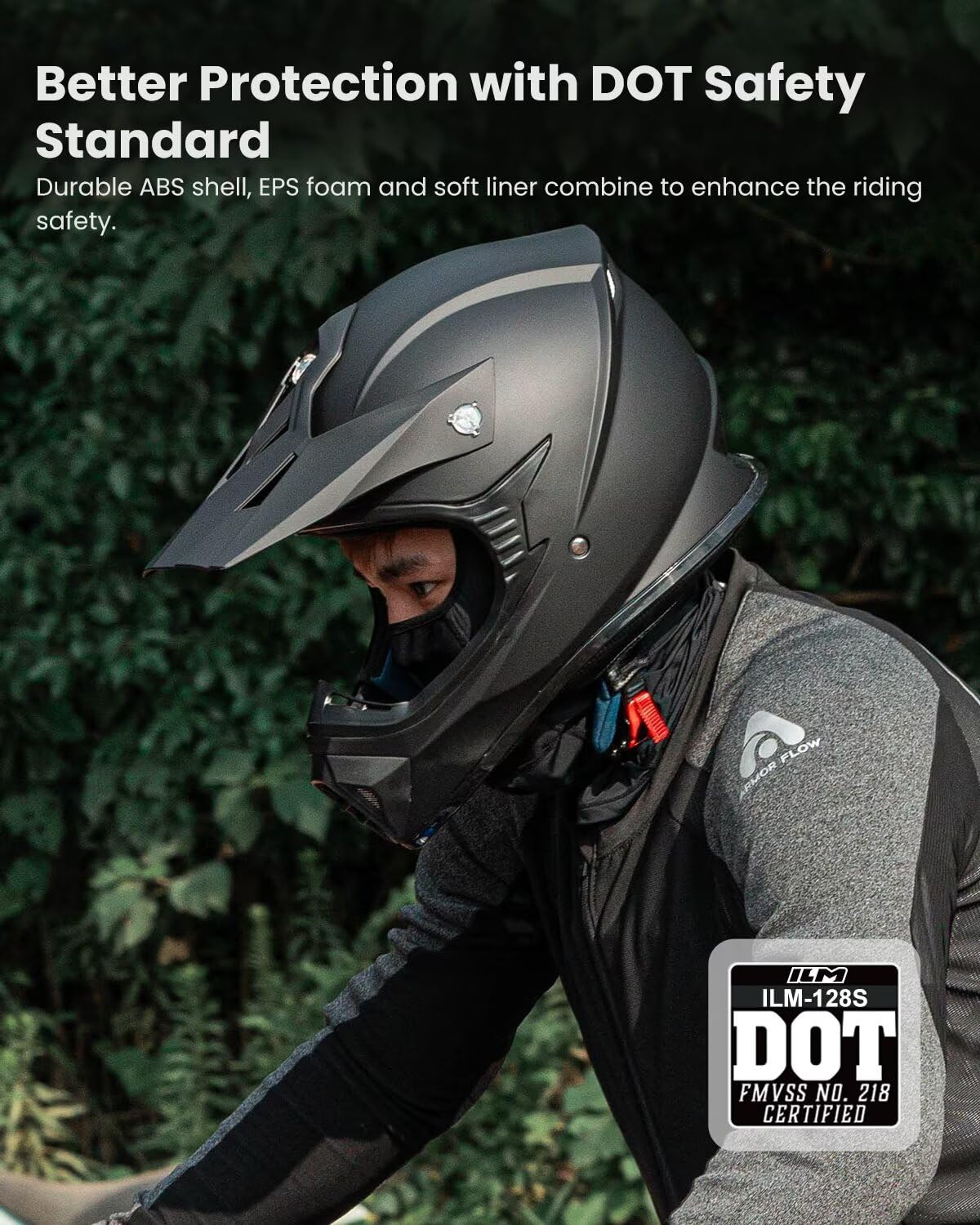 Adult Full Face Motorcycle Helmet, DOT Approved, Matte Black C1640
