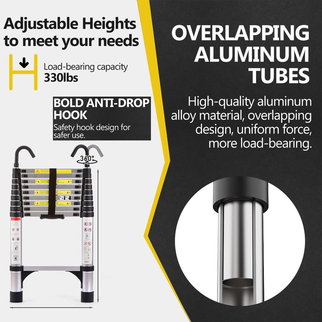 8.5 FT Aluminum Telescoping Ladder 330lbs C732784