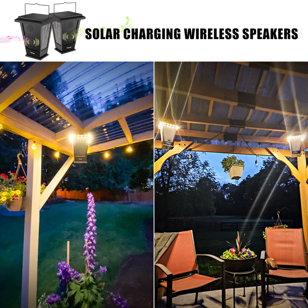 Black Waterproof Solar Powered 2 Packs Bluetooth Speakers L214