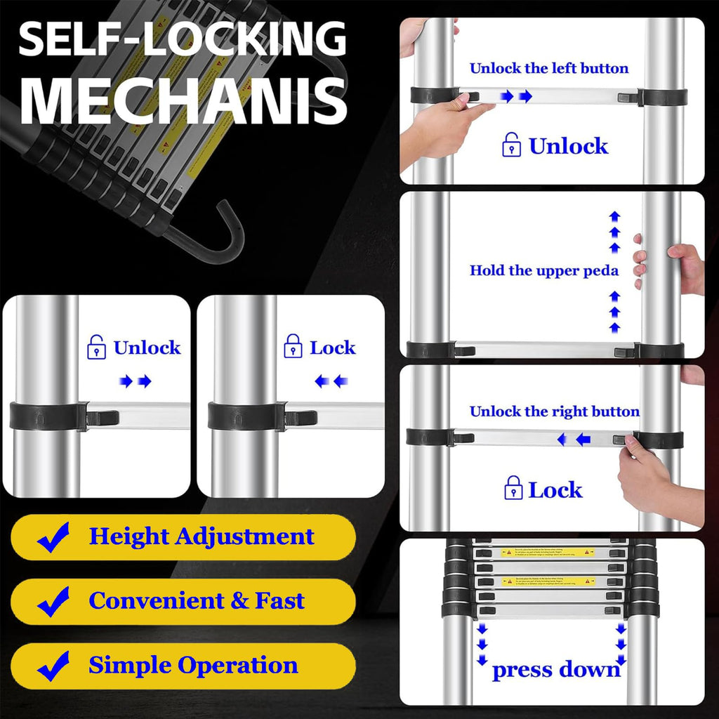 8.5 FT Aluminum Telescoping Ladder 330lbs C732784