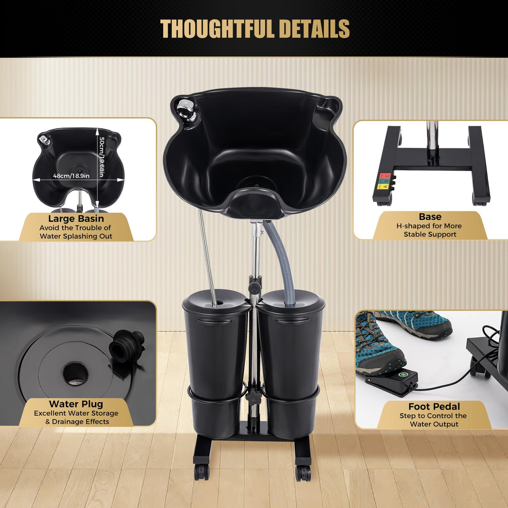 Portable Shampoo Basin with Electric Pump and Wheel X4904