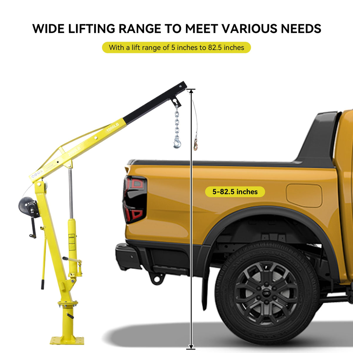 2000 lbs Folding Truck Crane with Hydraulic Winch W424432