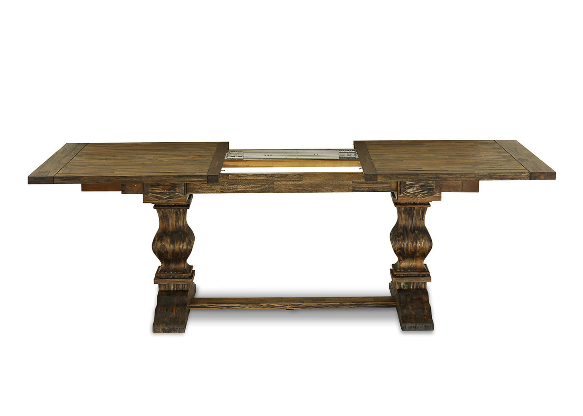 9 Piece Walnut Dining Table Set with 8 Grey Linen Chairs C89883