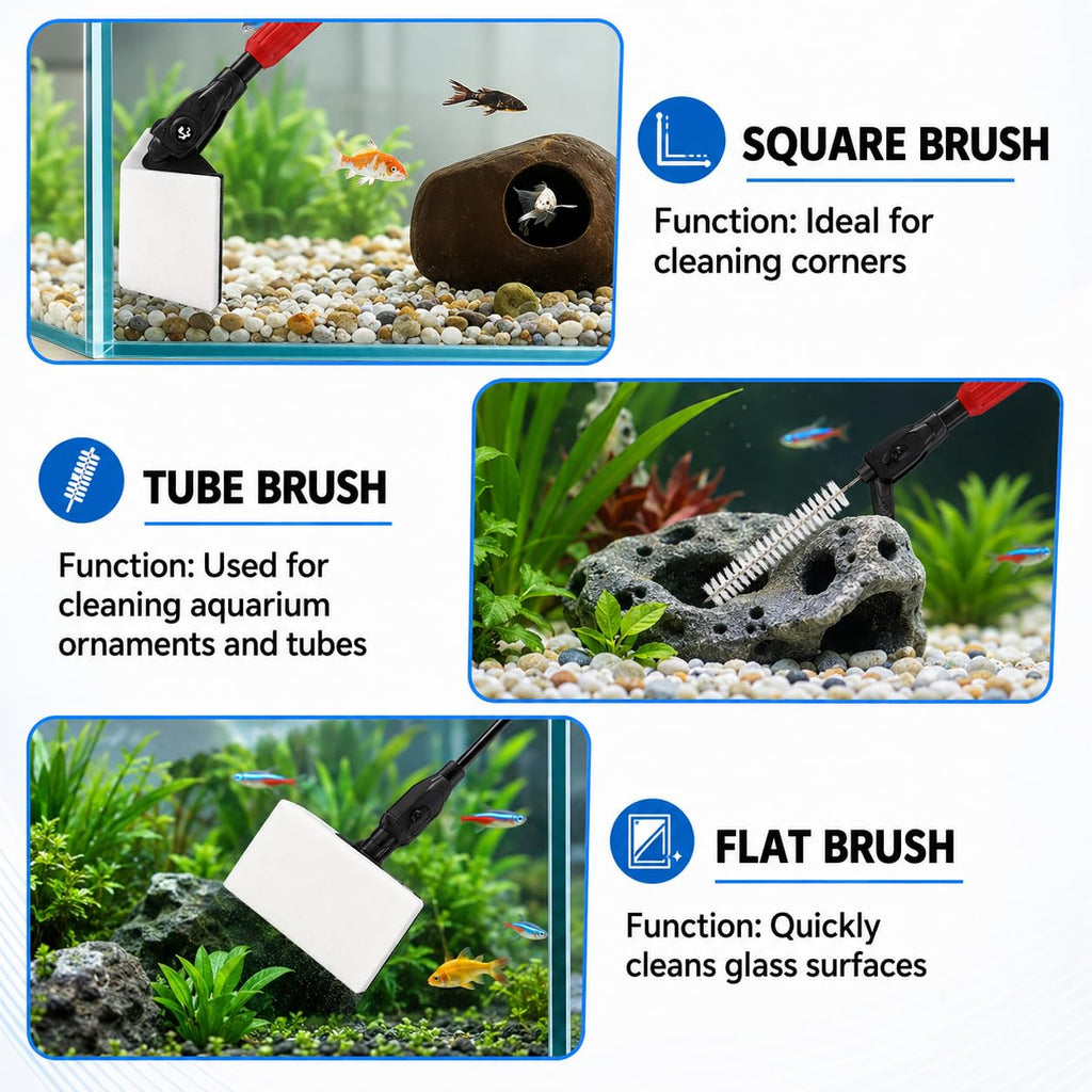 7 in 1 Aquarium Cleaning Kit with Adjustable Long Handle S96149