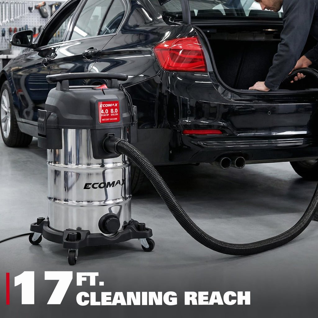 8 Gallon Stainless Steel Wet and Dry Shop Vacuum E163