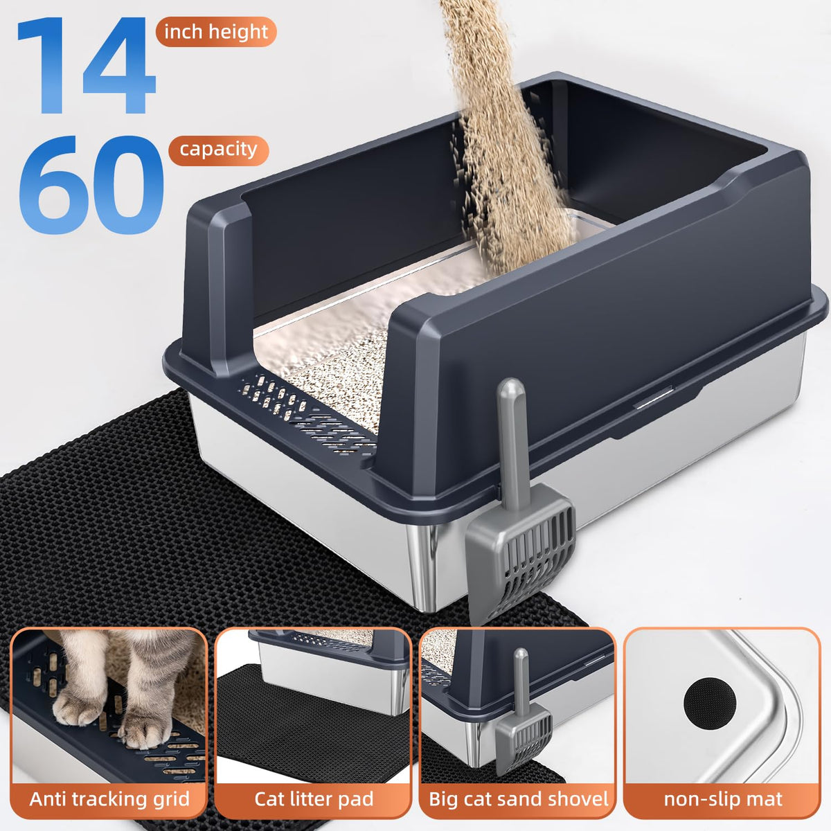 XXXL Stainless Steel Litter Box R4199